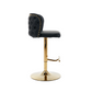 2 x Faux Leather Golden Base Swivel Bar Stools - Black