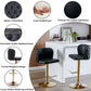 2 x Faux Leather Golden Base Swivel Bar Stools - Black