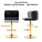 2 x Faux Leather Golden Base Swivel Bar Stools - Black
