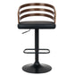 Sarantino Set Of 2 Bentwood Walnut Barstool Adjustable Height Swivel Footrest
