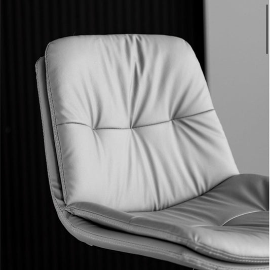 2 x Leather Barstools with Swivel Gas Lift - Grey