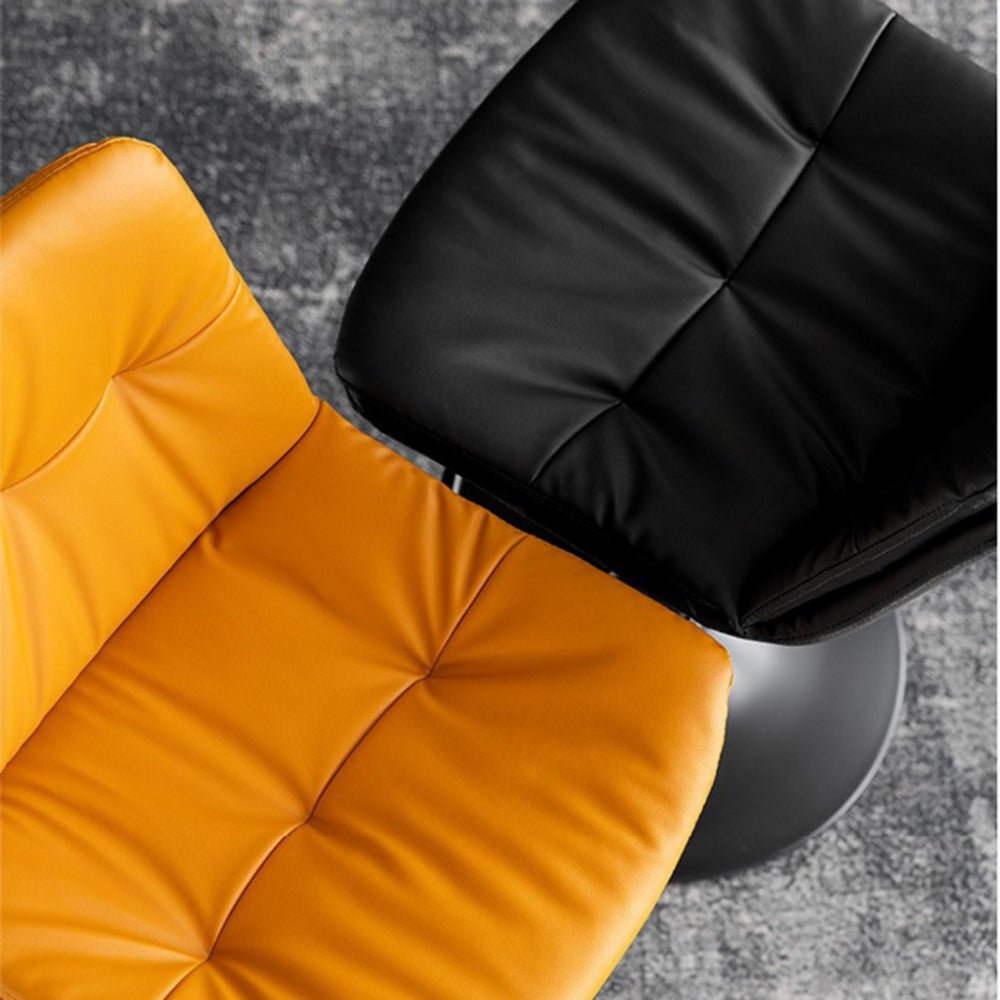2 x Leather Barstools with Swivel Gas Lift - Grey