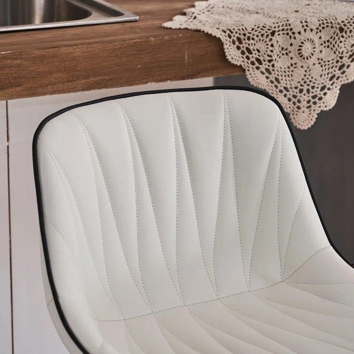 SERENITà 2 x Height Adjustable Counter Stool Swivel Bar Faux Leather Padded Black Base - White
