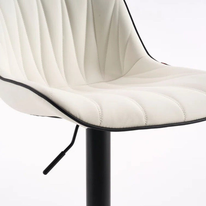 SERENITà 2 x Height Adjustable Counter Stool Swivel Bar Faux Leather Padded Black Base - White