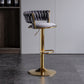 SERENITà 2 x Height Adjustable Swivel Bar Velvet Padded Golden Round Base - Grey