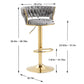 SERENITà 2 x Height Adjustable Swivel Bar Velvet Padded Golden Round Base - Grey