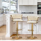 2x Height Adjustable Swivel Bar Stool Velvet Golden Base Barstools Chairs Padded Seat- Beige