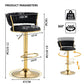 2x Height Adjustable Swivel Bar Stool Velvet Golden Base Barstools Chairs Padded Seat- Beige