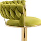 SERENITà 2x Height Adjustable Swivel Bar Stool Velvet Golden Base Barstools Chairs Padded Seat Olive Green