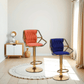 2x Height Velvet Padded Golden Round Base Barstools Chairs with Backrest and Footrest -ORANGE