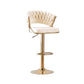 SERENITà 2 x Height Adjustable Counter Stool Swivel Bar Velvet Padded Golden Round Base - Beige