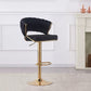 SERENITà 2 x Height Adjustable Swivel Bar Velvet Padded Golden Round Base - Black