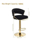 SERENITà 2 x Height Adjustable Swivel Bar Velvet Padded Golden Round Base - Black