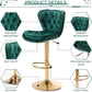 SERENITà Swivel Bar Stools Set of 2 Counter Height Barstools with Back Velvet Upholstered Adjustable Stool Chair Min Century Modern Bar Stool for Kitchen Island (Emerald Green)