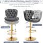 SERENITà Swivel Bar Stools Set of 2 Counter Height Barstools with Back Velvet Upholstered Adjustable Stool Chair Min Century Modern Bar Stool for Kitchen Island (Grey)