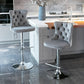 SERENITà 2 x Height Adjustable Counter Stool Swivel Bar Faux Leather Stitched Metal Base - Grey