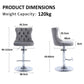 SERENITà 2 x Height Adjustable Counter Stool Swivel Bar Faux Leather Stitched Metal Base - Grey