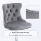 SERENITà 2 x Height Adjustable Counter Stool Swivel Bar Faux Leather Stitched Metal Base - Grey