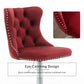 SERENITà Red Velvet Bar Stools Adjustable Swivel Counter Height Chairs with Tufted Back and Nailhead Trim for Kitchen Island Pub Restaurant (2Pcs, Chrome Metal)
