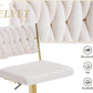 SERENITà 2 x Height Adjustable Swivel Bar Velvet Padded Flat Back Golden Round Base - White