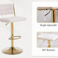 SERENITà 2 x Height Adjustable Swivel Bar Velvet Padded Flat Back Golden Round Base - White