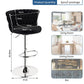 SERENITà 2 x Height Adjustable Counter Stool Swivel Bar Velvet Padded Metal Round Base - Black
