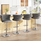 SERENITà 2 x Height Adjustable Counter Stool Swivel Bar Velvet Padded Metal Round Base - Grey