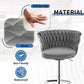 SERENITà 2 x Height Adjustable Counter Stool Swivel Bar Velvet Padded Metal Round Base - Grey