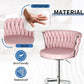 SERENITà 2 x Height Adjustable Counter Stool Swivel Bar Velvet Padded Metal Round Base - Pink