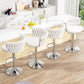 SERENITà 2 x Height Adjustable Counter Stool Swivel Bar Velvet Padded Metal Round Base - White