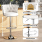 SERENITà 2 x Height Adjustable Counter Stool Swivel Bar Velvet Padded Metal Round Base - White