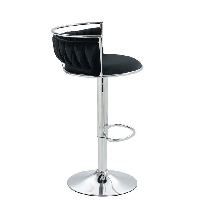 SERENITà 2 x Height Adjustable Swivel Bar Velvet Padded Metal Round Base - Black