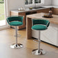 SERENITà 2 x Height Adjustable Swivel Bar Velvet Padded Metal Round Base - Green