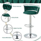 SERENITà 2 x Height Adjustable Swivel Bar Velvet Padded Metal Round Base - Green