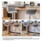 SERENITà 2 x Height Adjustable Swivel Bar Velvet Padded Metal Round Base - Grey