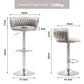 SERENITà 2 x Height Adjustable Swivel Bar Velvet Padded Metal Round Base - Grey