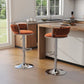 SERENITà 2 x Height Adjustable Swivel Bar Velvet Padded Metal Round Base - Orange