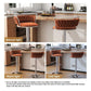 SERENITà 2 x Height Adjustable Swivel Bar Velvet Padded Metal Round Base - Orange