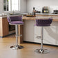 SERENITà 2 x Height Adjustable Swivel Bar Velvet Padded Metal Round Base - Violet