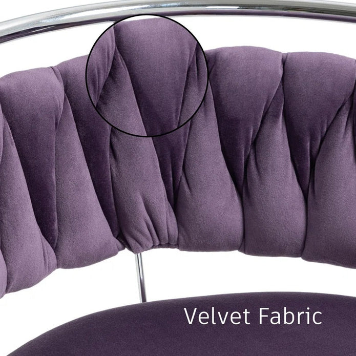 SERENITà 2 x Height Adjustable Swivel Bar Velvet Padded Metal Round Base - Violet