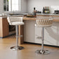 SERENITà 2 x Height Adjustable Swivel Bar Velvet Padded Metal Round Base - White
