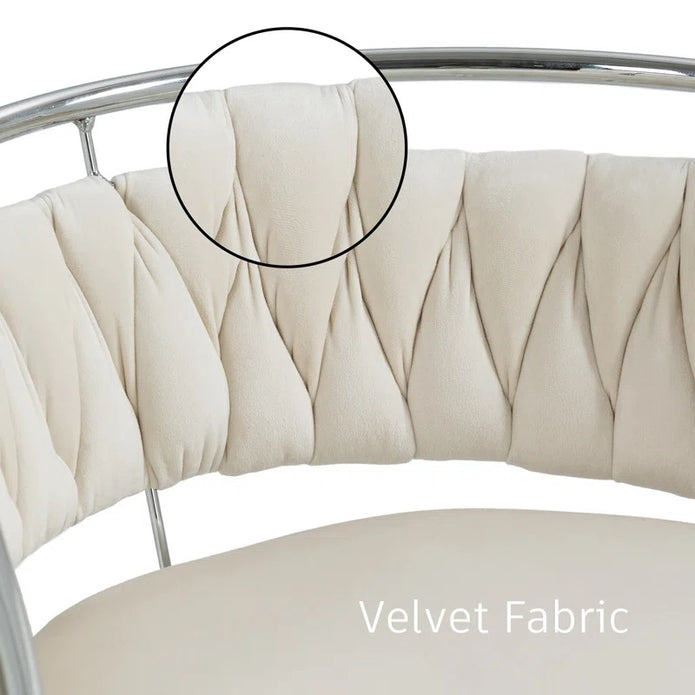 SERENITà 2 x Height Adjustable Swivel Bar Velvet Padded Metal Round Base - White