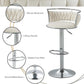 SERENITà 2 x Height Adjustable Swivel Bar Velvet Padded Metal Round Base - White