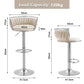 SERENITà 2 x Height Adjustable Swivel Bar Velvet Padded Metal Round Base - White
