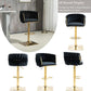 SERENITà Modern Velvet Breakfast Bar Stools Swivel Barstools Adjustable Counter Stools with Backrest Set of 2 Black