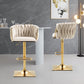 SERENITà Modern Velvet Breakfast Bar Stools Swivel Barstools Adjustable Counter Stools with Backrest Set of 2 iVORY