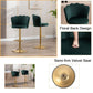 SERENITà 2 x Height Adjustable Counter Stool Swivel Bar Velvet Padded Golden Base - Emerald Green