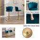 SERENITà 2 x Height Adjustable Counter Stool Swivel Bar Velvet Padded Golden Base - Teal Blue