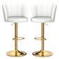 SERENITà 2 x Height Adjustable Counter Stool Swivel Bar Velvet Padded Golden Base - White