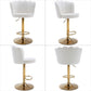 SERENITà 2 x Height Adjustable Counter Stool Swivel Bar Velvet Padded Golden Base - White